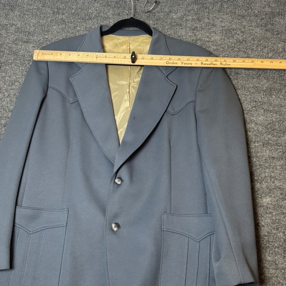 Vintage Lee Western Blazer Mens 46R Slate Blue Cowboy Sport Coat Made in USA - Picture 14 of 15